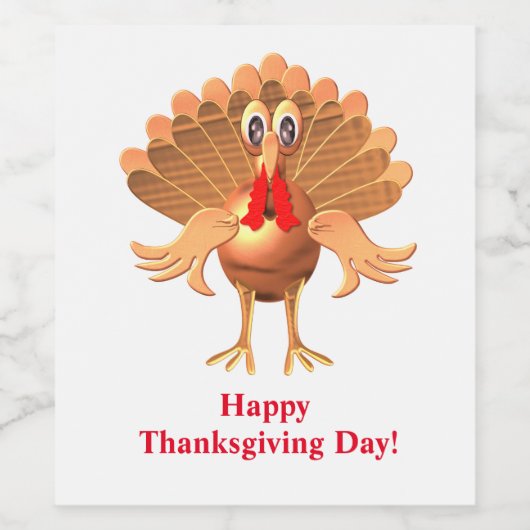 Happy Thanksgiving Turkey, gepersonaliseerd Wijn Etiket (Enkel label)