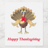 Happy Thanksgiving Turkey, gepersonaliseerd Wijn Etiket (Enkel label)