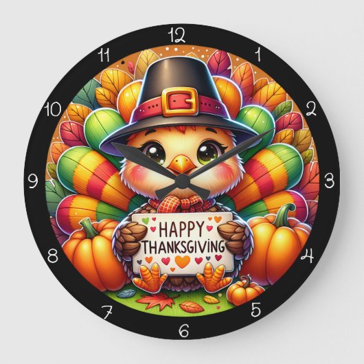 Happy Thanksgiving Turkey  Grote Klok (Voorkant)
