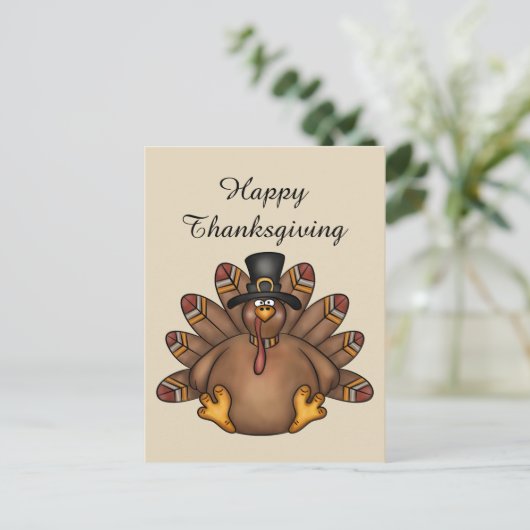 Happy Thanksgiving turkey Holiday briefkaart (Staand voorkant)