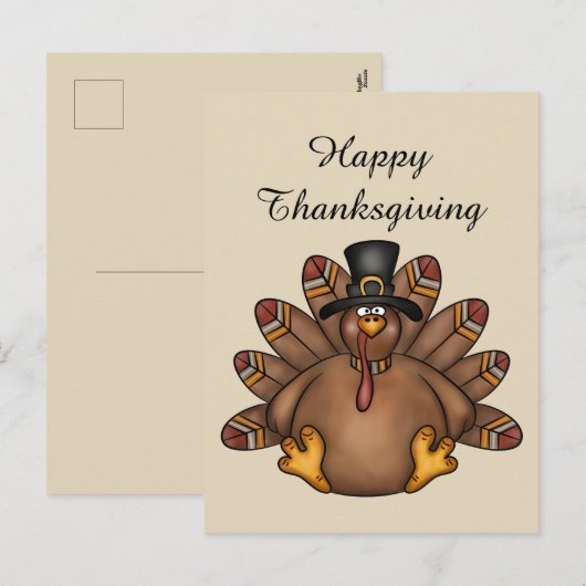 Happy Thanksgiving turkey Holiday briefkaart (Voorkant / Achterkant)