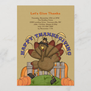 Happy Thanksgiving Turkey Invitation Kaart