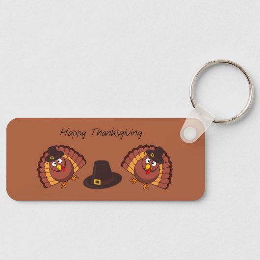 Happy Thanksgiving turkey op bruin Sleutelhanger (Voorkant)