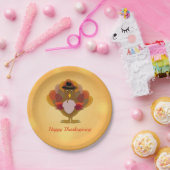 Happy Thanksgiving Turkey Oranje Papieren Bordje (Feest)