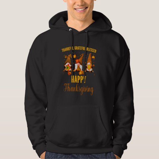 Happy Thanksgiving Turkey Pajama Thankful Gratefu Hoodie (Voorkant)