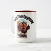 Happy Thanksgiving Turkey Parade Tweekleurige Koffiemok (Voorkant links)