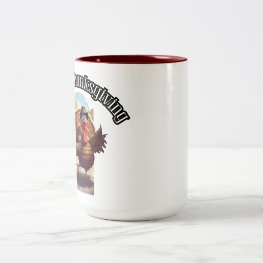 Happy Thanksgiving Turkey Parade Tweekleurige Koffiemok (Center)