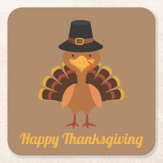 Happy Thanksgiving Turkey Persoonlijk Kartonnen Onderzetters (Voorkant)