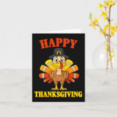 Happy Thanksgiving Turkey Pilgrim Boys Girls Kinde Kaart (Gele Bloem)