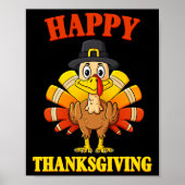 Happy Thanksgiving Turkey Pilgrim Boys Girls Kinde Poster (Voorkant)