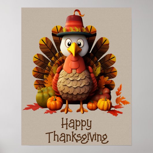 Happy Thanksgiving Turkey Poster (Voorkant)