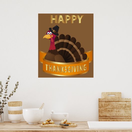 Happy Thanksgiving Turkey Poster (Keuken)