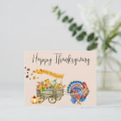 Happy Thanksgiving Turkey Pumpkin Wagon Briefkaart (Staand voorkant)