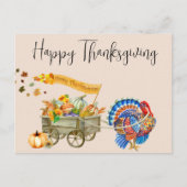 Happy Thanksgiving Turkey Pumpkin Wagon Briefkaart (Voorkant)
