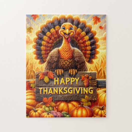 Happy Thanksgiving Turkey Puzzle Legpuzzel (Verticaal)