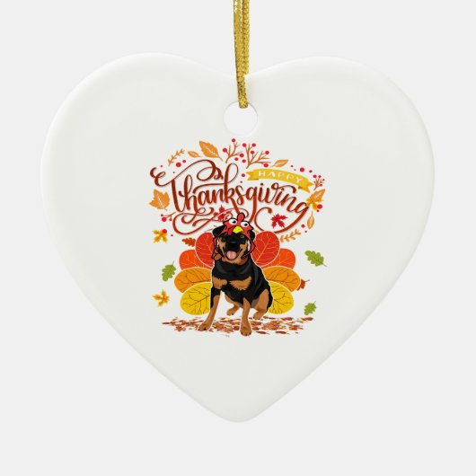 Happy Thanksgiving Turkey Rottweiler Pet Owner Keramisch Ornament (Voorkant)