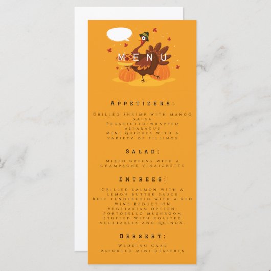 Happy Thanksgiving Turkey Theme Menu (Voorkant / Achterkant)