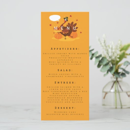 Happy Thanksgiving Turkey Theme Menu (Staand voorkant)