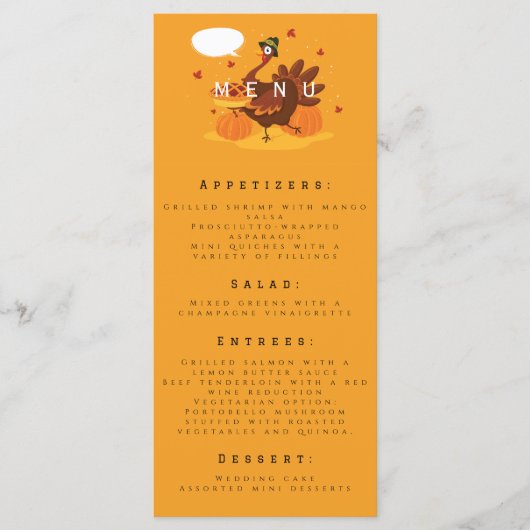 Happy Thanksgiving Turkey Theme Menu (Voorkant)