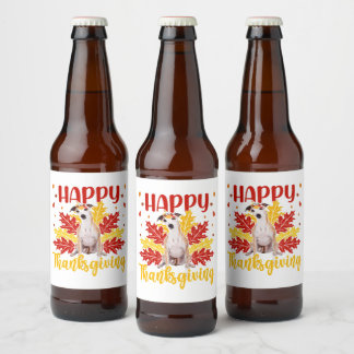 Happy Thanksgiving Turkey | Whippet lover Gift Bier Etiket