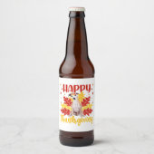 Happy Thanksgiving Turkey | Whippet lover Gift Bier Etiket (Voorkant)