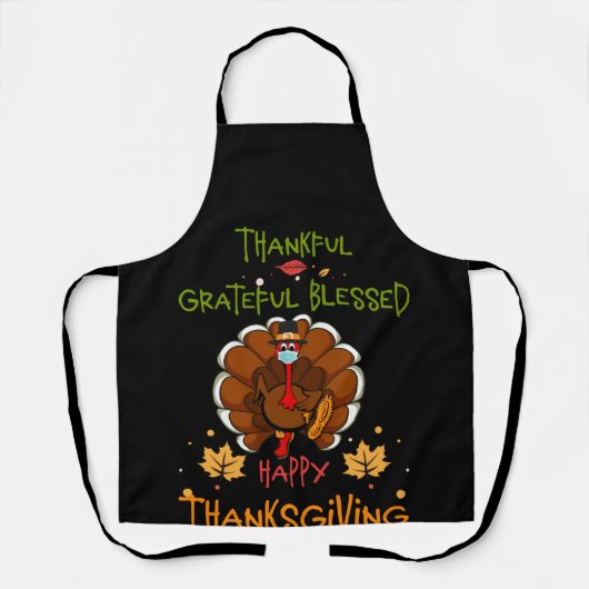 Happy thanksgiving Turkey With A Mask Thankful Schort (Voorkant)
