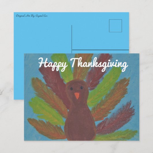 Happy Thanksgiving Turkije Briefkaart (Voorkant / Achterkant)