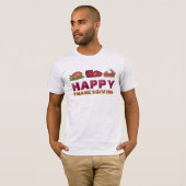 Happy Thanksgiving Turkije Cranberry Pie Slice Foo T-shirt (Voorkant volledig)