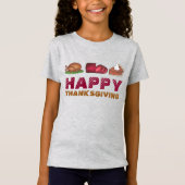 Happy Thanksgiving Turkije Cranberry Pie Slice Foo T-shirt (Voorkant)