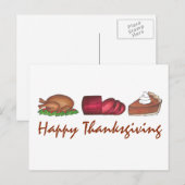 Happy Thanksgiving Turkije Cranberry Pie Vakantie Feestdagenkaart (Voorkant / Achterkant)