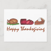 Happy Thanksgiving Turkije Cranberry Pie Vakantie Feestdagenkaart (Voorkant)