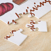 Happy Thanksgiving Turkije Cranberry Pie Vakantie Legpuzzel (Zijkant)