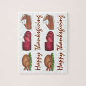 Happy Thanksgiving Turkije Cranberry Pie Vakantie Legpuzzel (Verticaal)