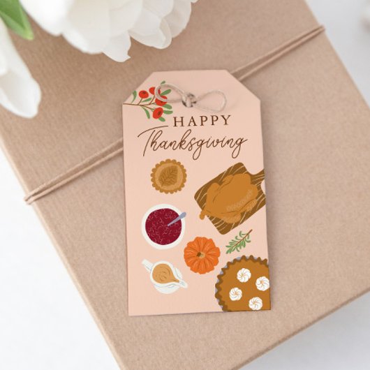 Happy Thanksgiving Turkije Diner Roze Cadeaulabel