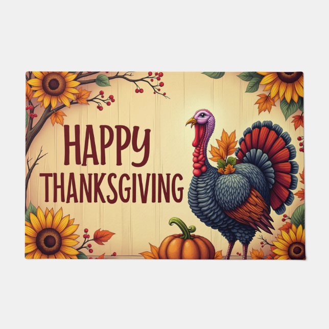 Happy Thanksgiving Turkije Doormat Deurmat (Voorkant)