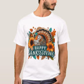 Happy Thanksgiving Turkije en zonnebloemen T-shirt (Voorkant)