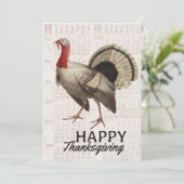 Happy Thanksgiving  Turkije Ephemera Herfst Feestdagenkaart (Staand voorkant)