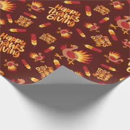 Happy Thanksgiving Turkije & Feather Herfst Naadlo Cadeaupapier