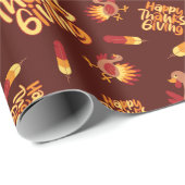 Happy Thanksgiving Turkije & Feather Herfst Naadlo Cadeaupapier (Rol Hoek)