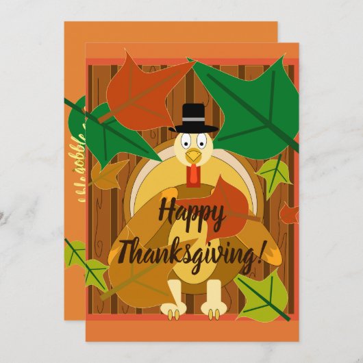 Happy Thanksgiving Turkije Feestdagenkaart (Voorkant / Achterkant)