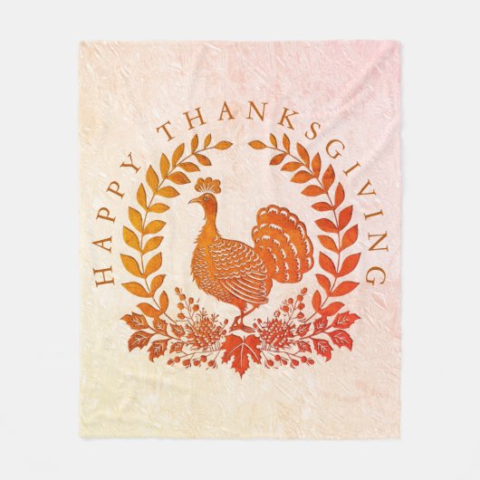 Happy Thanksgiving Turkije Fleece Deken (Voorkant)