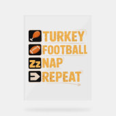 Happy Thanksgiving Turkije Football Nap Repeat Fun Acryl Bord (Voorkant)