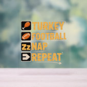 Happy Thanksgiving Turkije Football Nap Repeat Fun Acryl Bord (Neutraal)