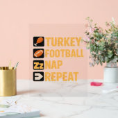 Happy Thanksgiving Turkije Football Nap Repeat Fun Acryl Bord (Huwelijk)