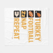 Happy Thanksgiving Turkije Football Nap Repeat Fun Fleece Deken (Voorkant (Horizontaal))