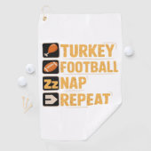 Happy Thanksgiving Turkije Football Nap Repeat Fun Golfhanddoek (Insitu)