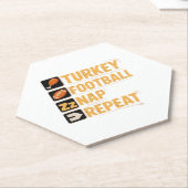 Happy Thanksgiving Turkije Football Nap Repeat Fun Kartonnen Onderzetters (Schuin)
