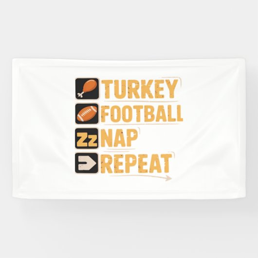 Happy Thanksgiving Turkije Football Nap Repeat Fun Spandoek (Horizontaal)