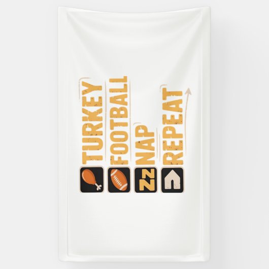 Happy Thanksgiving Turkije Football Nap Repeat Fun Spandoek (Verticaal)