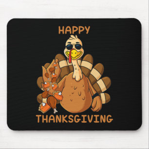Happy Thanksgiving Turkije Gooien Voedsel Leuk Jon Muismat